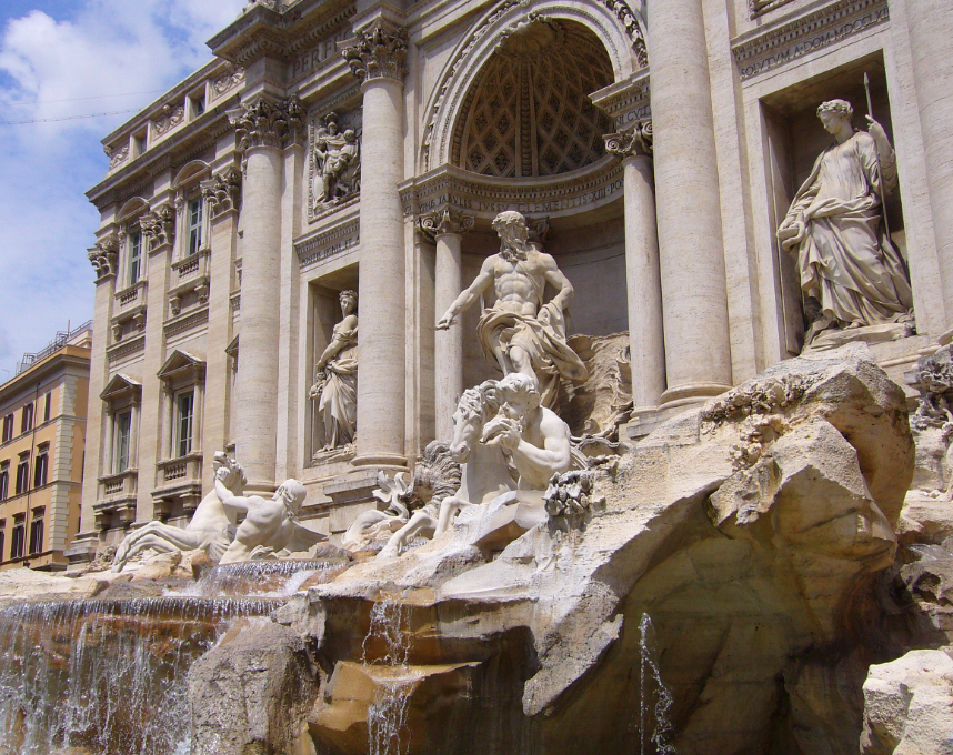 Trevi Fountain memenuhi arca batu xingyan: benturan patung batu Cina dan barat