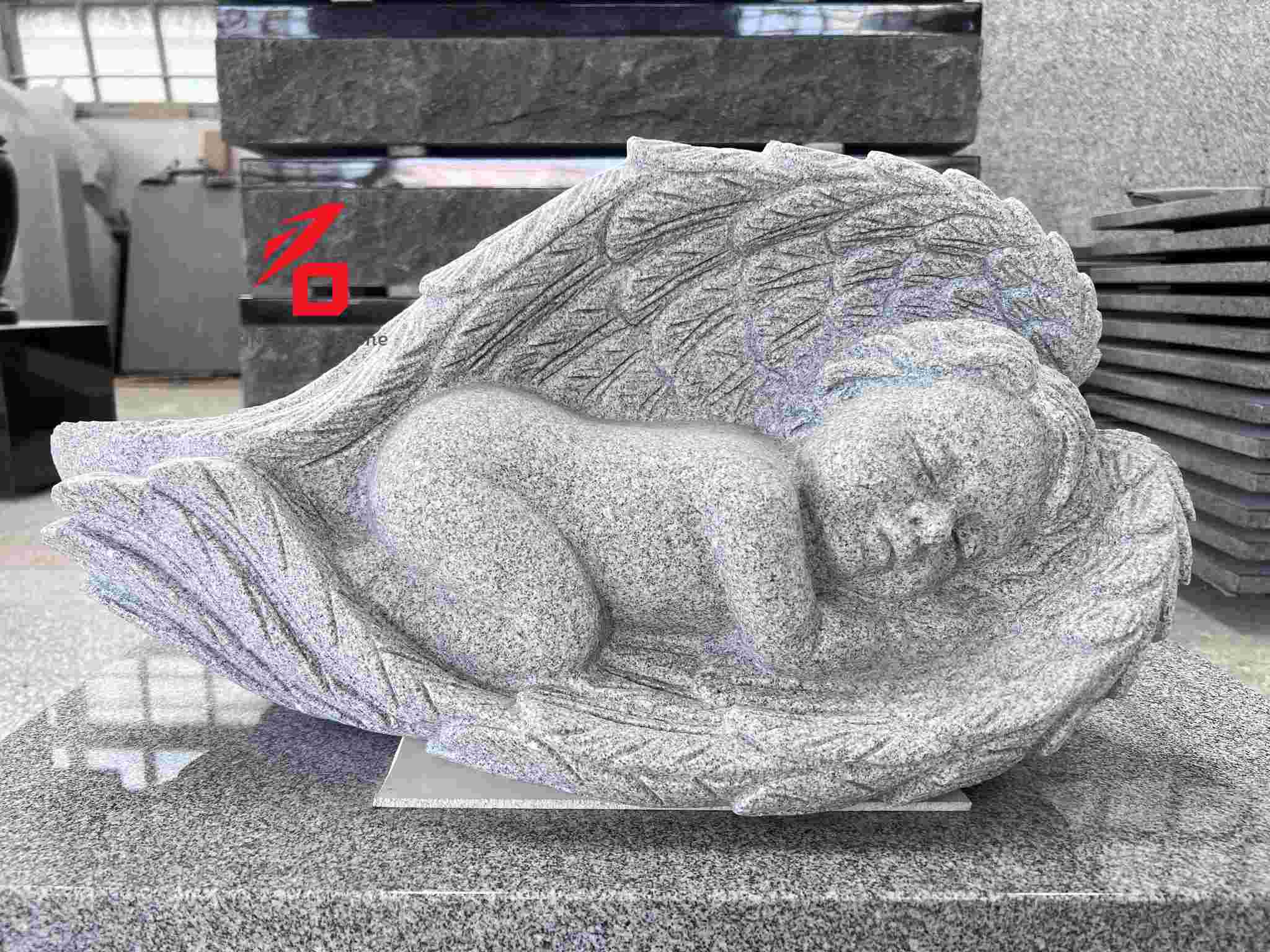 Angel Wings Baby Stone Sculpture Hiasan Memorial