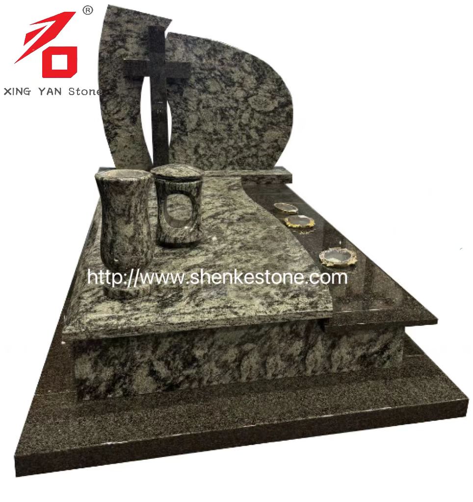 Monumen Pengebumian Granit Hijau Cina Cina (dengan pasu)