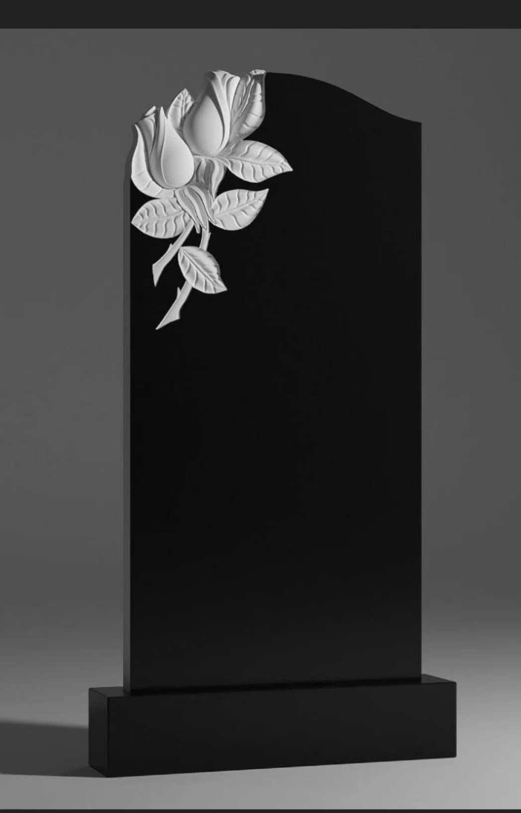 Cina Xingyan Rusia Gaya Rose Relief Black Granite Tombstone