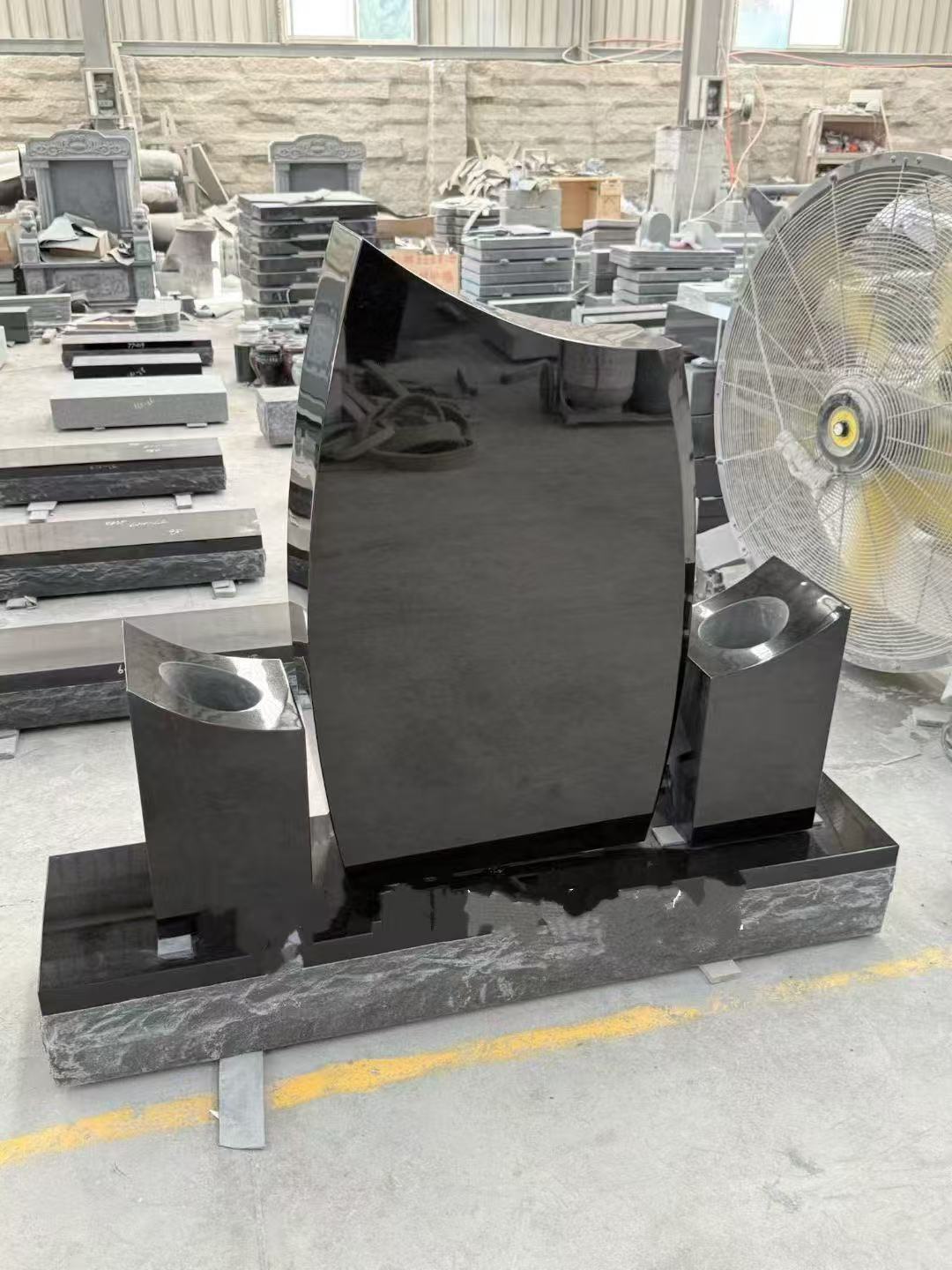 Xingyan Customized Double-Post Black Granite Headstone