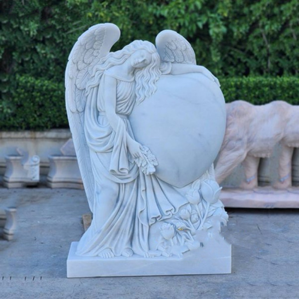Xingyan Marble Angel memeluk patung batu peringatan jantung