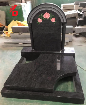 Xingyan Stone Diukir Bahama Blue Rose Granite Artistik Tombstone